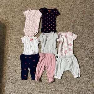 Carter's Kids Bodysuits and Pants Set - Pink, Navy, Gray 8 pieces